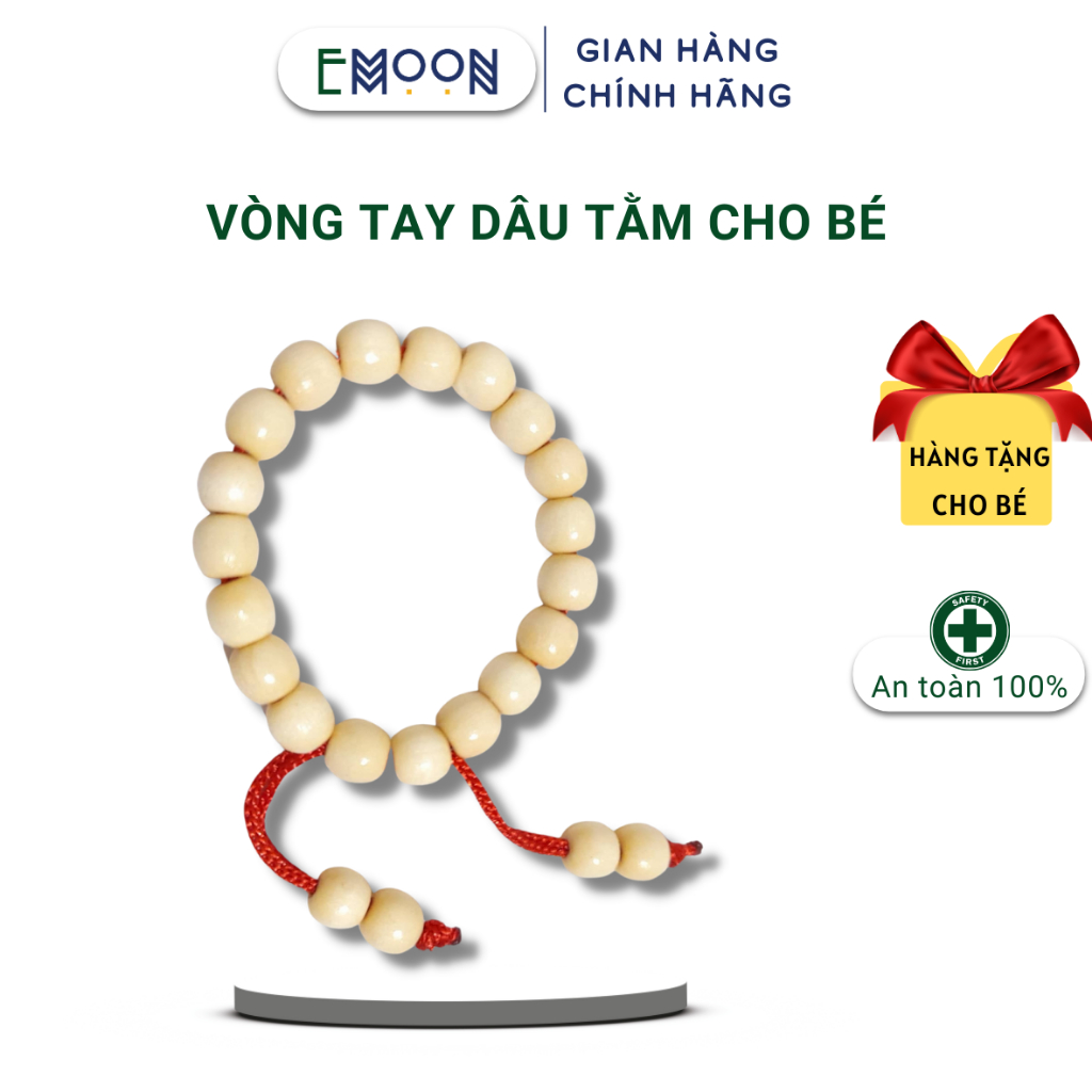 Vòng tay dâu tằm cho bé EMOON an toàn cho bé, giúp bé chống quấy khóc, giật mình khi ngủ, tránh gió khi đi ra ngoài