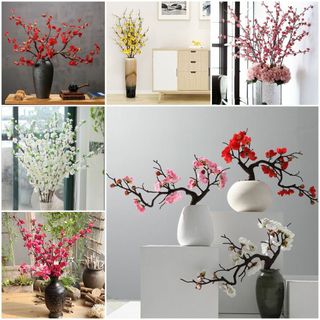 (ĐỦ SIZE_NHIỀU HOA VÀ NỤ) Cành đào giả_phụ kiện trang trí chụp ảnh. Hoa cắm lọ, bình decor nhà cửa