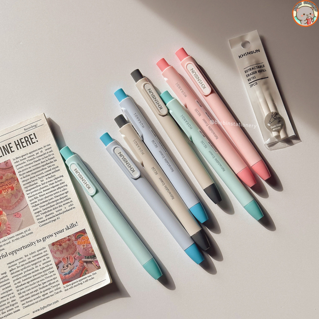 Bút gôm tẩy Khinsun dạng đầu bấm, không bụi có lõi thay, tẩy sạch, dễ dàng mang đi  TKS