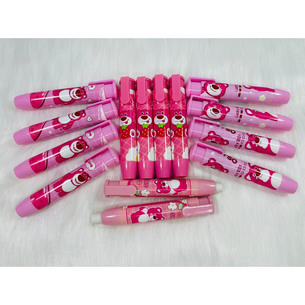 Tẩy Dạng Bút Sanrio,Gấu Dâu, Set Tẩy Dễ Thương, Hộp 4 Cục Gôm Tẩy Hình Bánh Kẹo, Gôm Tẩy Gấu Dâu , Gôm Tẩy Đen Học SInh