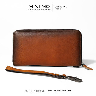 Ví Zip Clutch cầm tay nam MINI-MO da bò MILL vân hạt, ZW-02