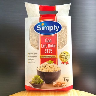 Simply - st25 túi 1 kg - gạo lứt thơm / fragrant st25 brown rice