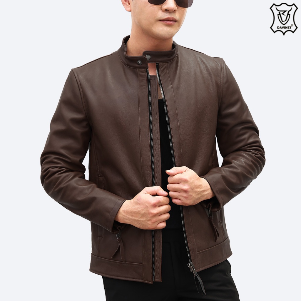 Áo Da Bò Nam Racer DAVINET AM23-10 Siêu Bền, Thoáng Khí, Không Mùi, Phom Dáng Sang Trọng, Đẳng Cấp, Bảo Hành 5 Năm