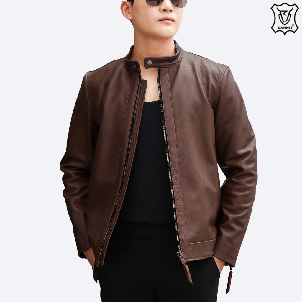 Áo Da Bò Nam Racer DAVINET AM23-10 Siêu Bền, Thoáng Khí, Không Mùi, Phom Dáng Sang Trọng, Đẳng Cấp, Bảo Hành 5 Năm