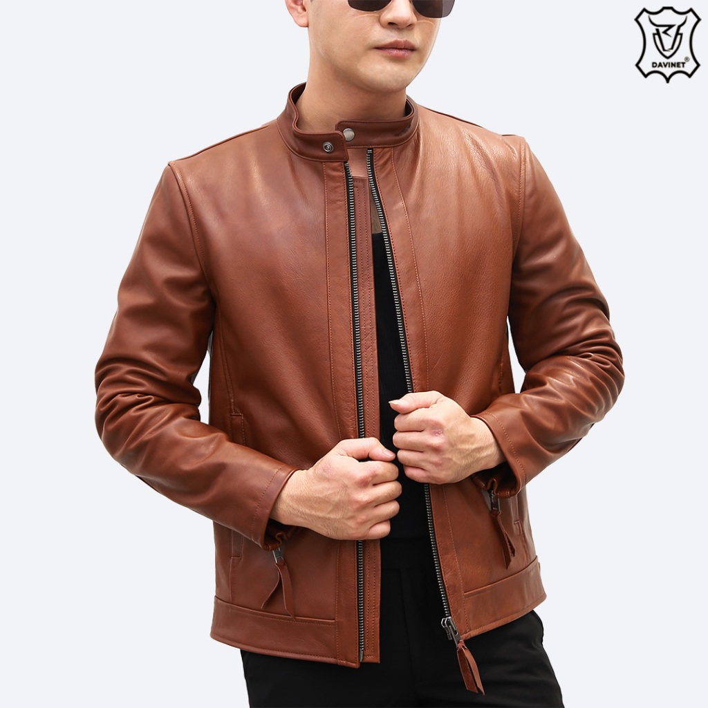 Áo Da Bò Nam Racer DAVINET AM23-10 Siêu Bền, Thoáng Khí, Không Mùi, Phom Dáng Sang Trọng, Đẳng Cấp, Bảo Hành 5 Năm