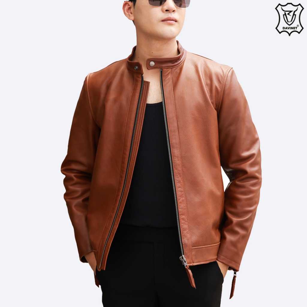 Áo Da Bò Nam Racer DAVINET AM23-10 Siêu Bền, Thoáng Khí, Không Mùi, Phom Dáng Sang Trọng, Đẳng Cấp, Bảo Hành 5 Năm