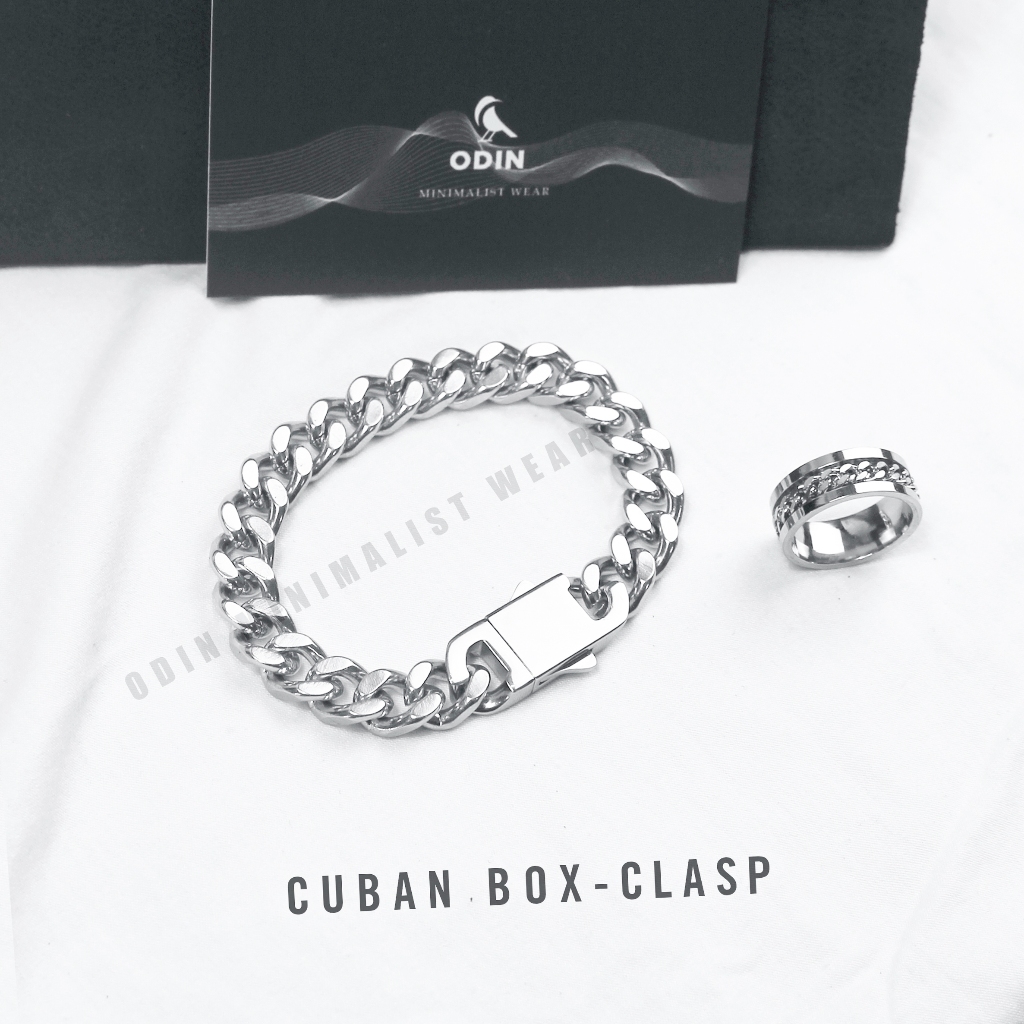 Vòng tay Chain Cuban ODIN BOX CLASP - phiên bản khóa hộp premium 10mm - thép titan 316L tặng kèm nhẫn- bảo hành trọn đời