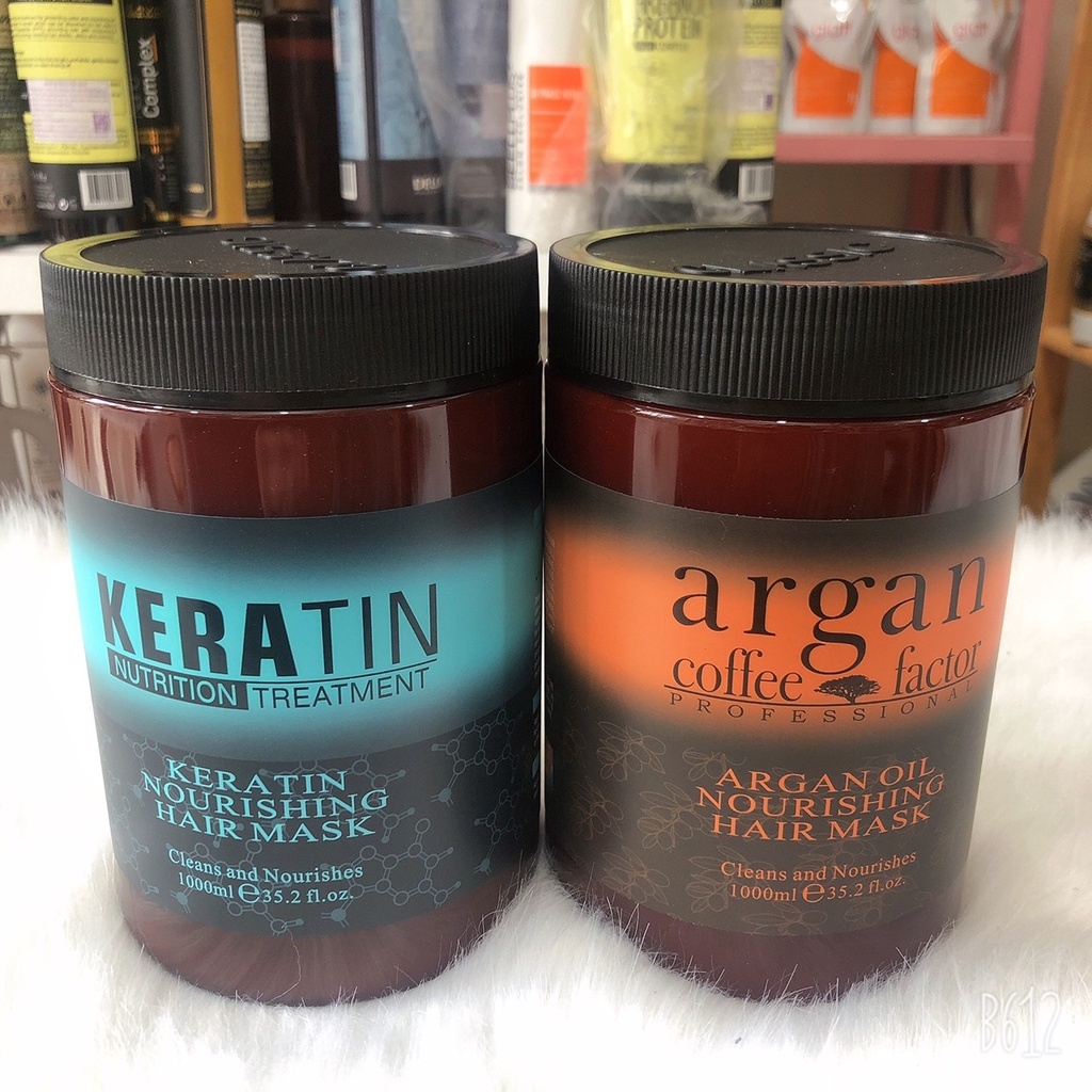 Hấp Dầu Chăm Sóc Tóc Chiết Xuất Từ Keratin Và Collagen 1000ml NÂU VÀ XANH