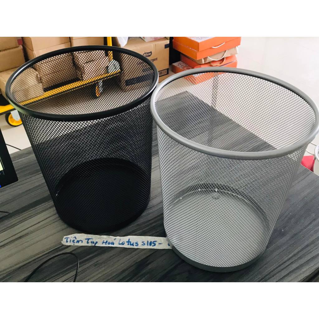 Thùng rác sọt rác văn phòng lưới kim loại cao 27cm