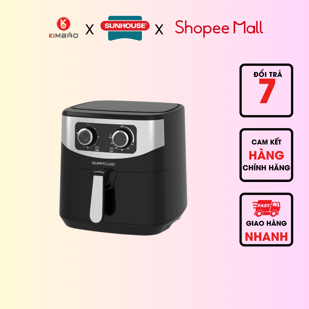 NỒI CHIÊN KHÔNG DẦU 6L SUNHOUSE SHD4062 CHÍNH HÃNG