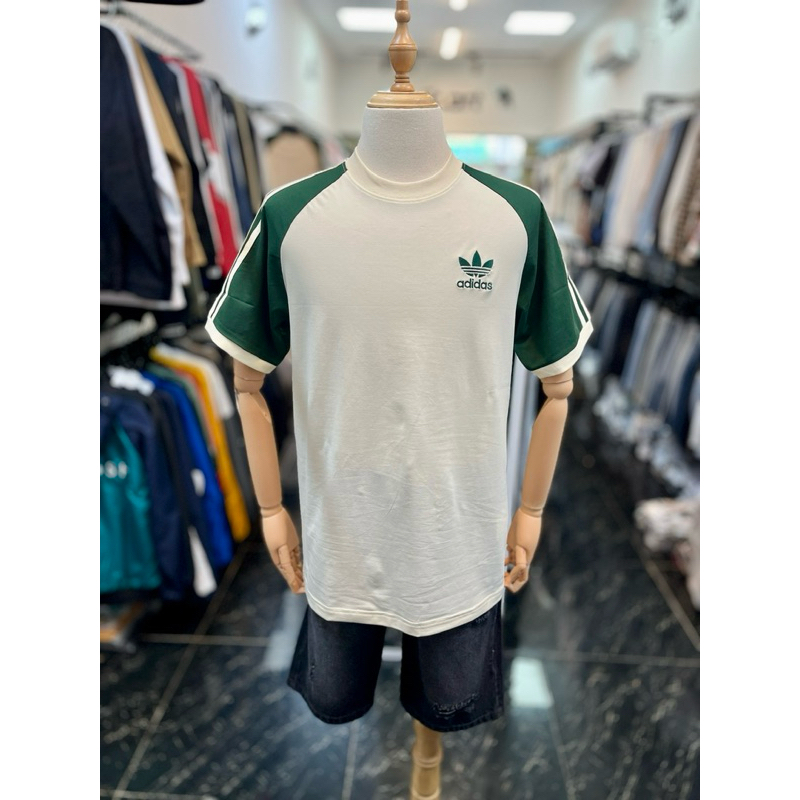 Áo thun Adidas Raglan 3 sọc unisex logo thêu cao cấp