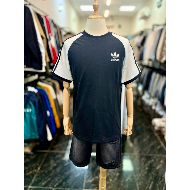 Áo thun Adidas Raglan 3 sọc unisex logo thêu cao cấp