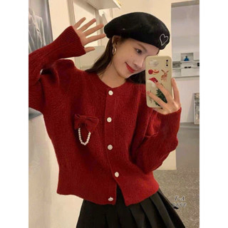  Áo len thu đông dài tay nơ ngọc tay bồng tiểu thơ siêu xinh ALD06 