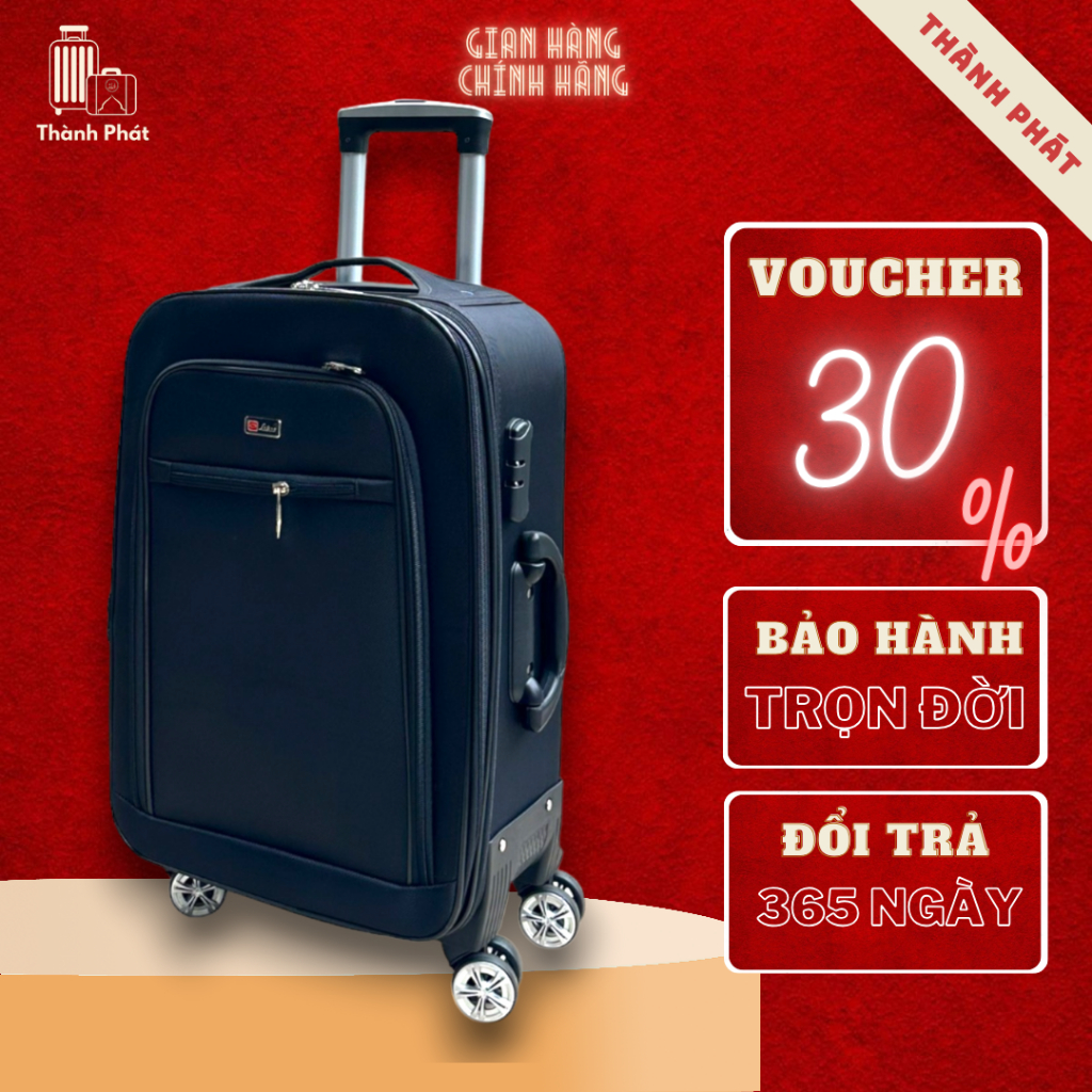 Vali du lịch vải dù khóa kéo 4 màu thời trang v18