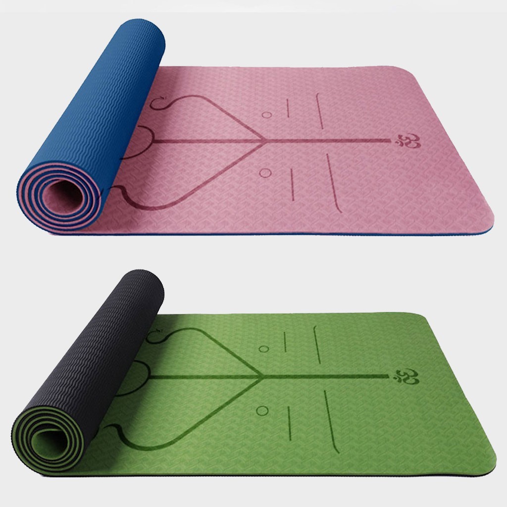 Thảm Yoga định tuyến 2 lớp 8 mm TPE  cao cấp Chống Trơn Trượt Và Không Thấm Mồ Hôi .