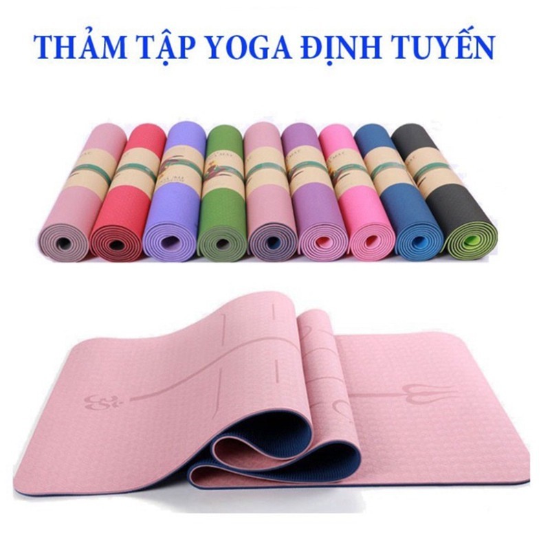 Thảm Yoga định tuyến 2 lớp 8 mm TPE  cao cấp Chống Trơn Trượt Và Không Thấm Mồ Hôi .