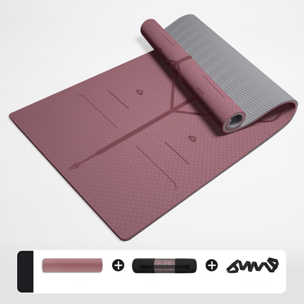 Thảm Yoga định tuyến 2 lớp 8 mm TPE  cao cấp Chống Trơn Trượt Và Không Thấm Mồ Hôi .