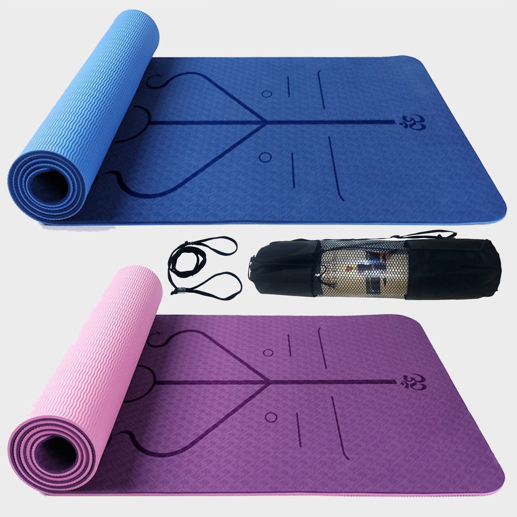 Thảm Yoga định tuyến 2 lớp 8 mm TPE  cao cấp Chống Trơn Trượt Và Không Thấm Mồ Hôi .