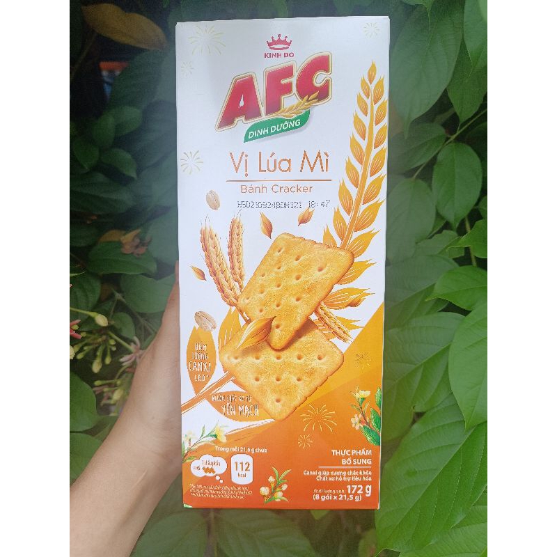 Bánh AFC dinh dưỡng Vị lúa mạch _ Vị rau 8 gói × 21,5 g