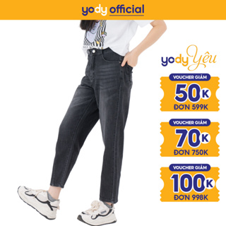 Quần Jean Nữ YODY Baggy Cotton Chiết Ly Ống QJN6050