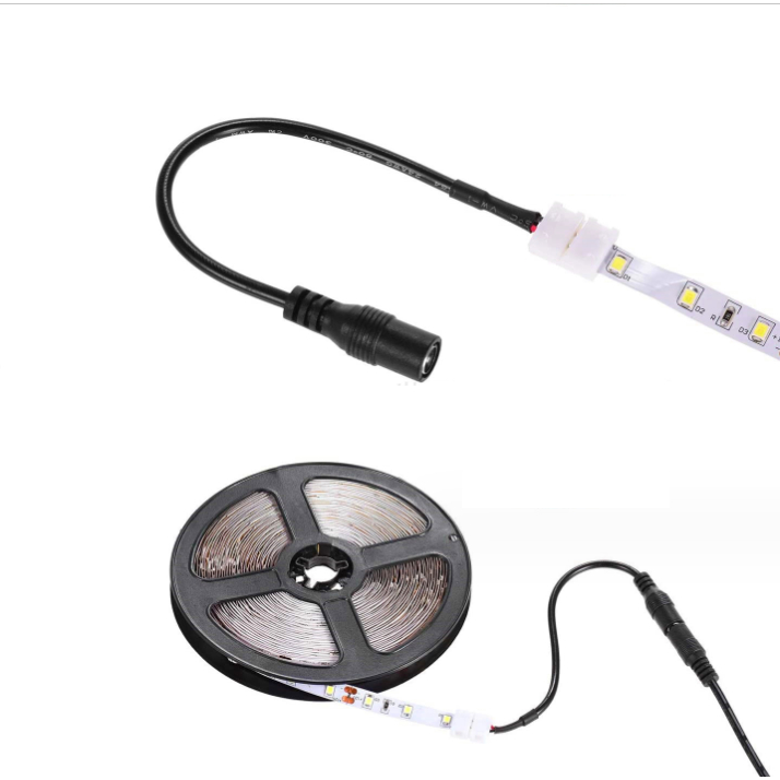 Dây nguồn DC đầu jack cái có kẹp dây led 2 pin