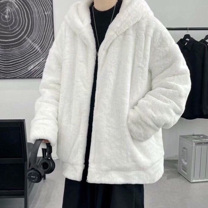 Áo Khoác Lông 3 Sọc Thome 2 Lớp  Lông Mũ Trùm Đầu - Áo Khoác Lông Mượt Fom Rộng Unisex Thời Trang Nam Nữ Dày Dặn Cao Cấp