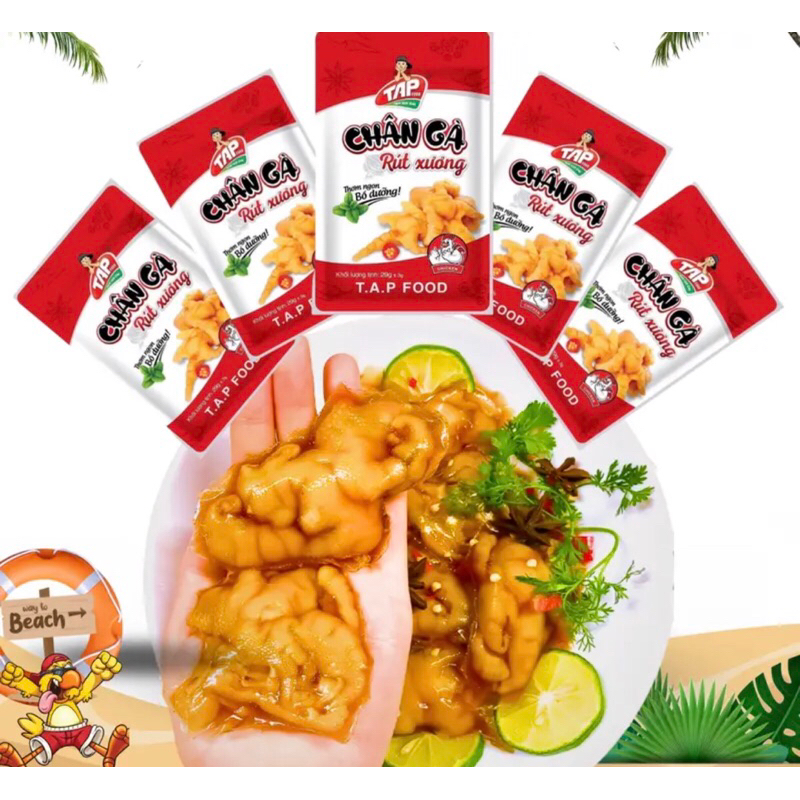 Chân Gà Rút Xương Tapfood, 10 gói Chân Gà Cay Ủ Vị,Chân Gà Việt Nam Hàng Sẵn, Ship Hoả Tốc HCM