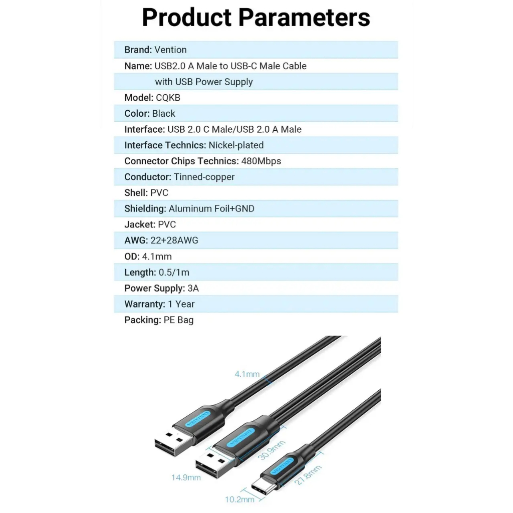 Cáp truyền dữ liệu chữ Y Vention CQKBD