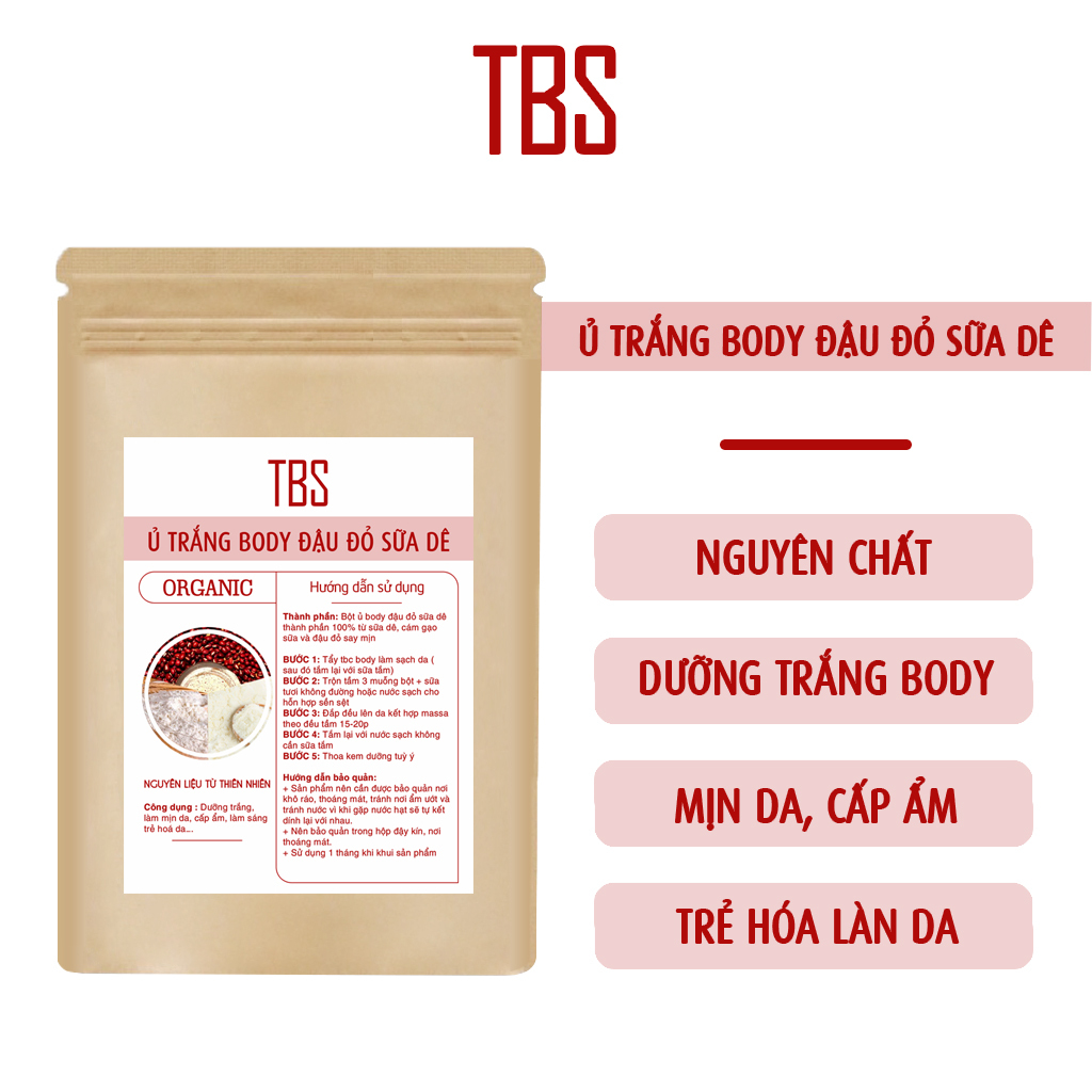 Ủ TRẮNG BODY ĐẬU ĐỎ SỮA DÊ - BỘT NGUYÊN CHẤT - DƯỠNG TRẮNG BODY, MỊN DA, CẤP ẨM, TRẺ HÓA LÀN DA