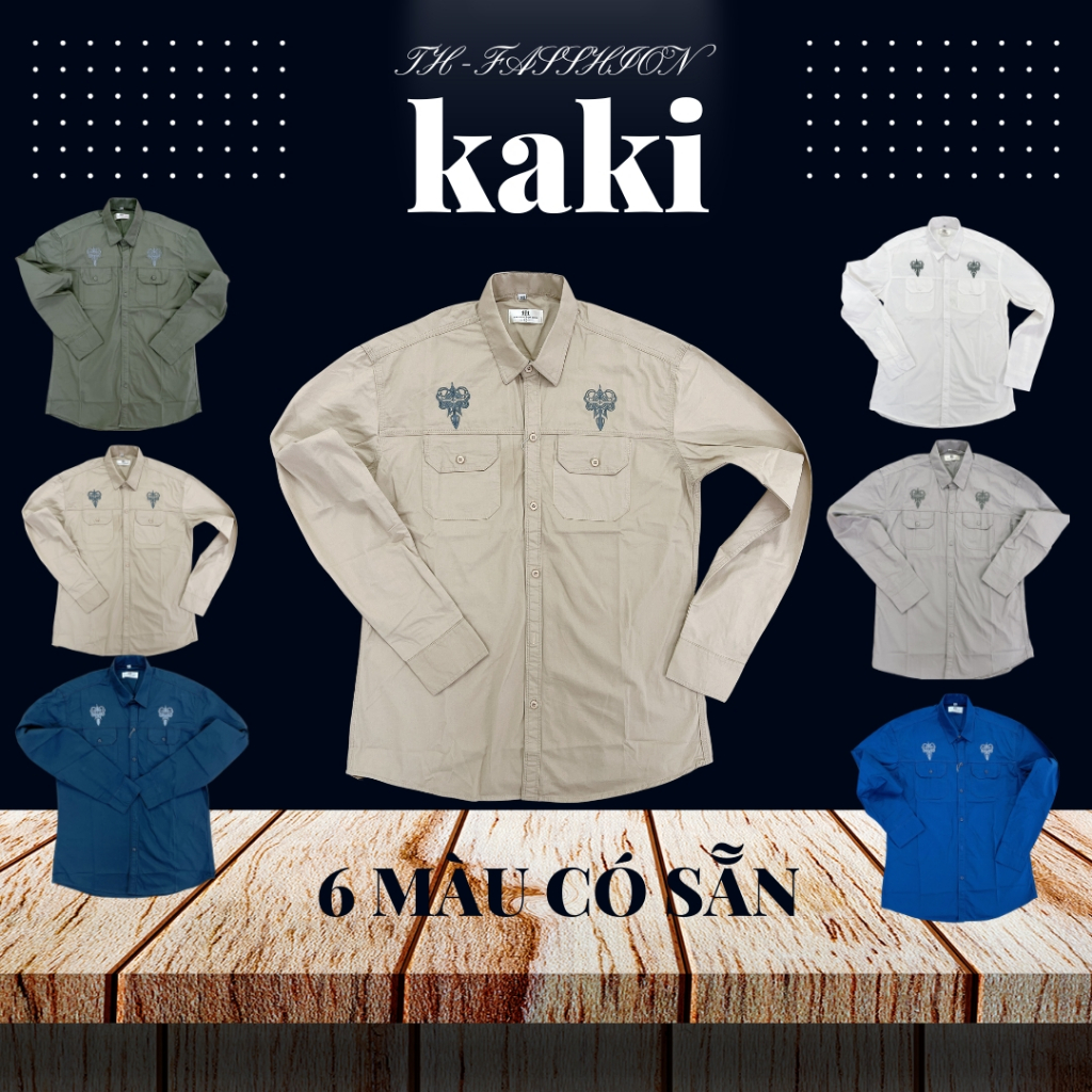 Áo sơ mi kiểu dáng basic TH chất vải kaki cao cấp, form slimfit thoáng mát