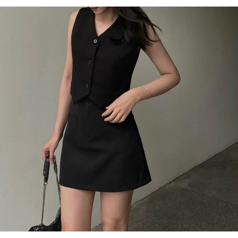 Set đồ nữ Tiehouse gile và váy - Áo gile váy ngắn - đồ công sở cho nữ