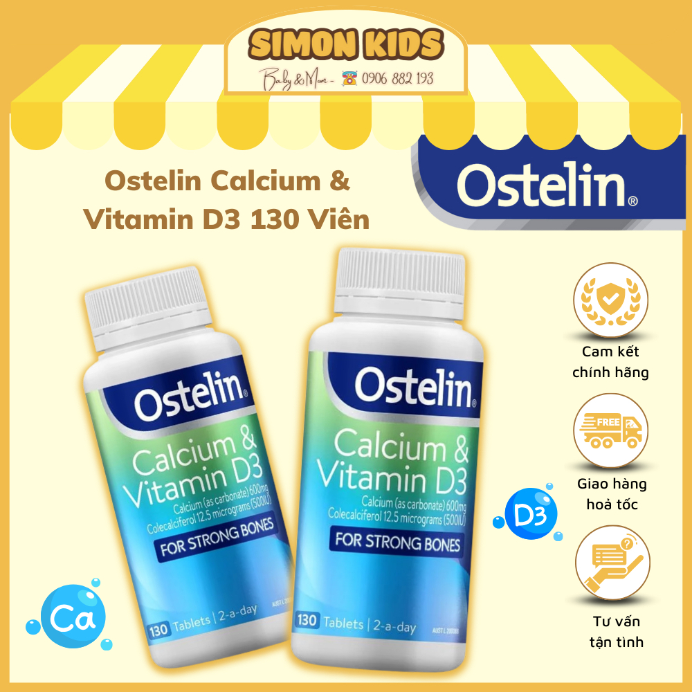 [Date 2026] Viên Uống Bổ Sung Canxi Và Vitamin D3 Ostelin Cho Mẹ Bầu và Người Lớn Ostelin Calcium & Vitamin D3_130 Vi