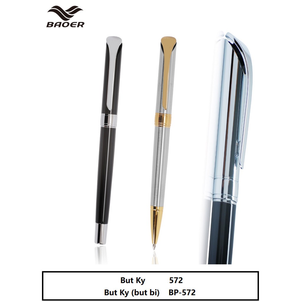 Bút ký viết Bi xoáy vặn ra ngòi vỏ Kim Loại mạ màu Điểm nhấn BP572
