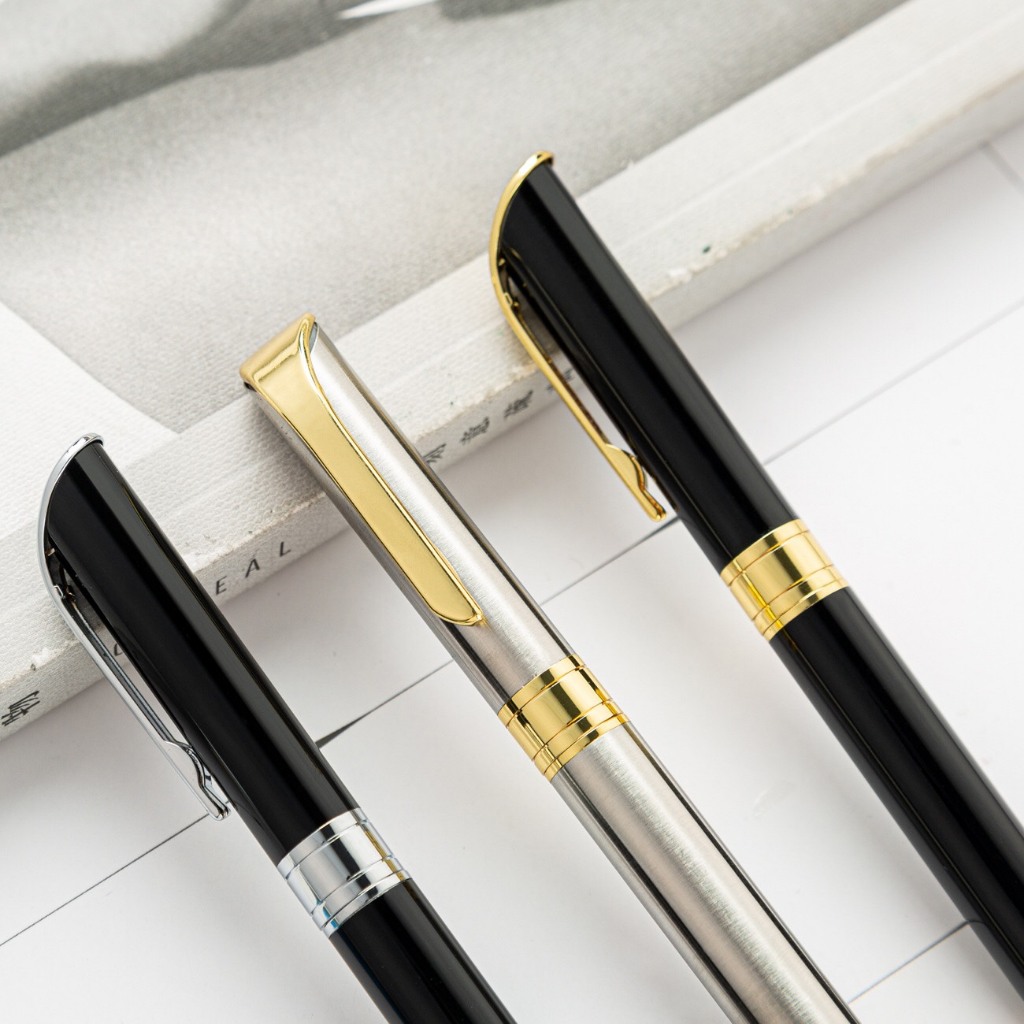 Bút ký viết Bi xoáy vặn ra ngòi vỏ Kim Loại mạ màu Điểm nhấn BP572