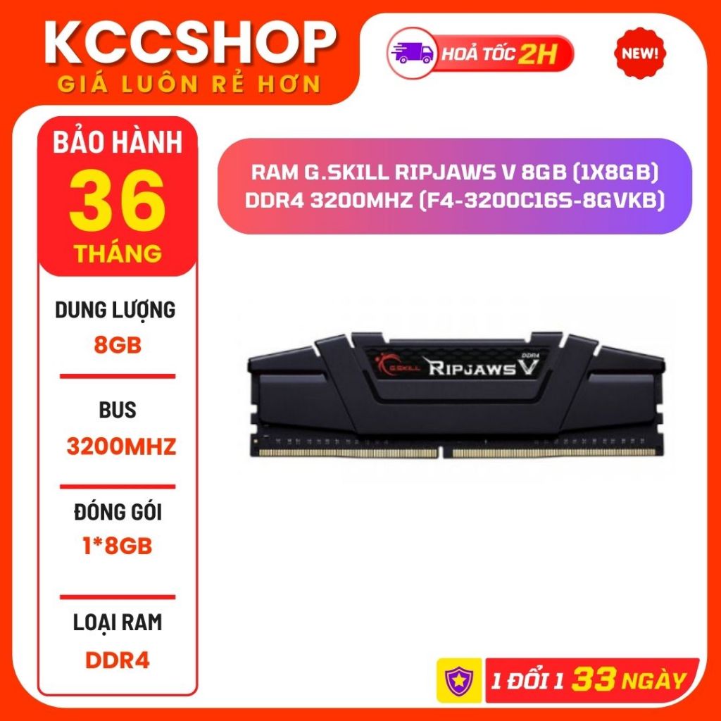 Ram Gskill Ripjaws V 8GB, 16GB DDR4 Bus 3200MHz - Chính Hãng Bảo Hành 36 Tháng