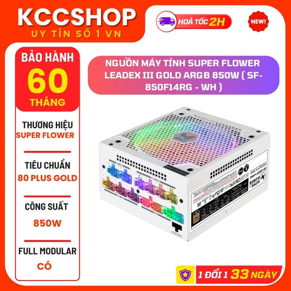 Nguồn máy tính Super Flower Leadex III Gold ARGB 850W  - Tặng kèm dây PCIE 5.0