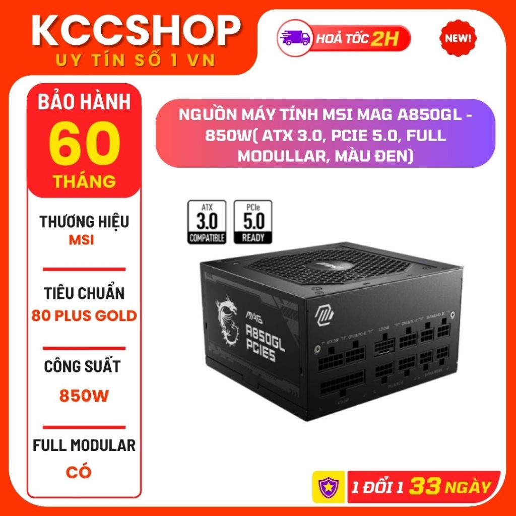 Nguồn máy tính MSI MAG A850GL - 850W