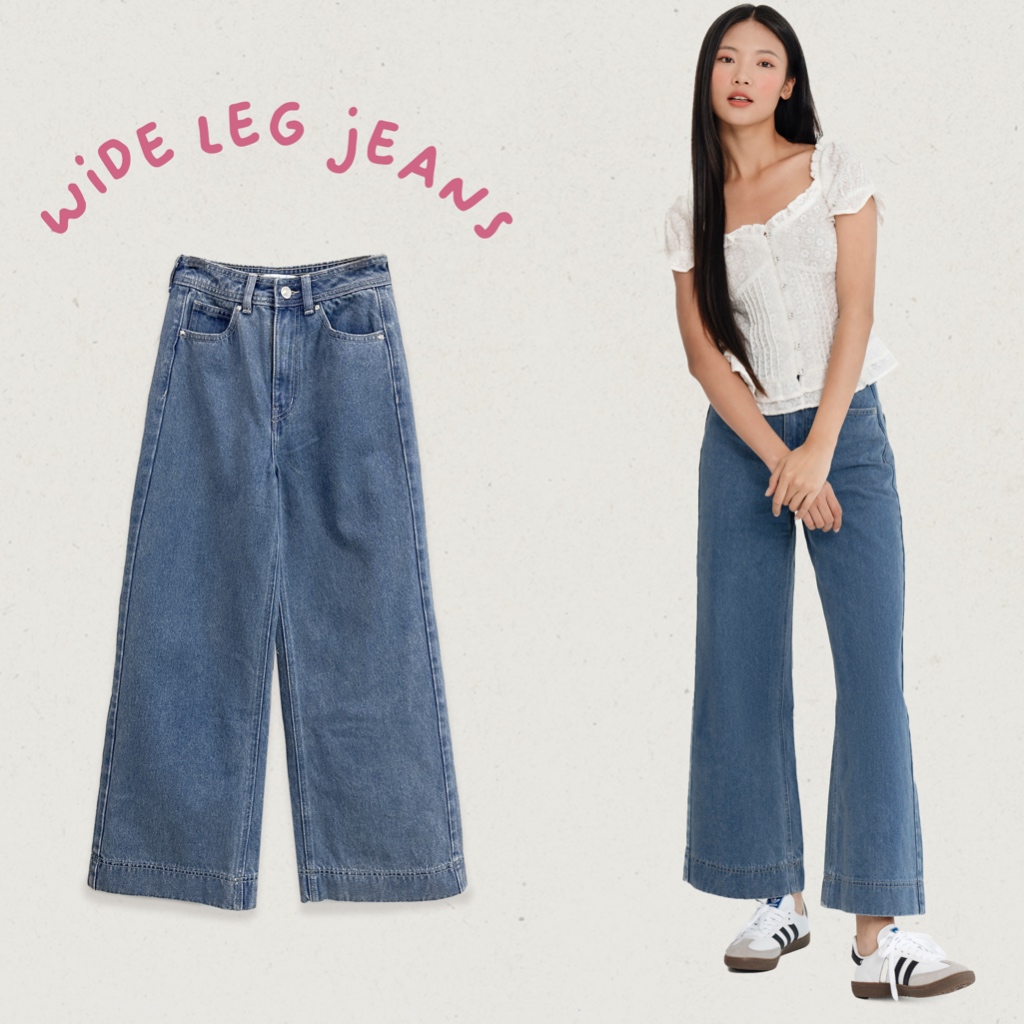 BLEUBIRD Quần jeans ống suông rộng Wide Leg Jeans