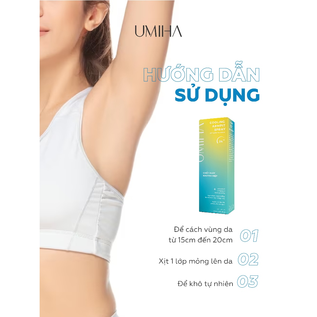 Xịt thơm nách UMIHA khuynh diệp  - Ngăn tiết mồ hôi, khử mùi hôi nách 24h hiệu quả