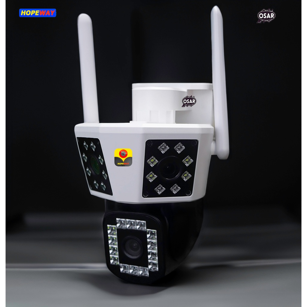 Camera IP Wifi HopeWay PTZ 3 MẮT, 4K,Xem 3 Màn Hình Cùng Lúc, Zoom 8X,Xem Đêm Có Màu, Góc Siêu Rộng, Siêu Nét