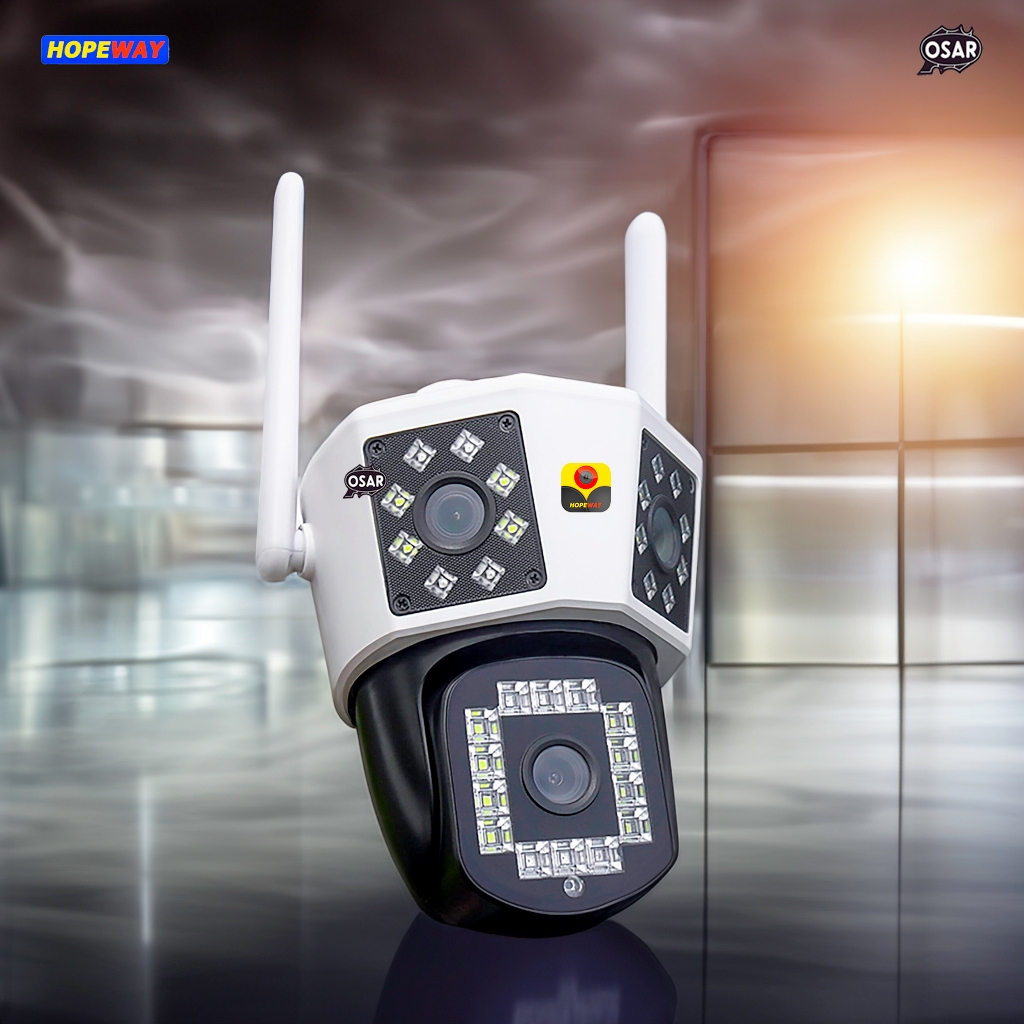 Camera IP Wifi HopeWay PTZ 3 MẮT, 4K,Xem 3 Màn Hình Cùng Lúc, Zoom 8X,Xem Đêm Có Màu, Góc Siêu Rộng, Siêu Nét