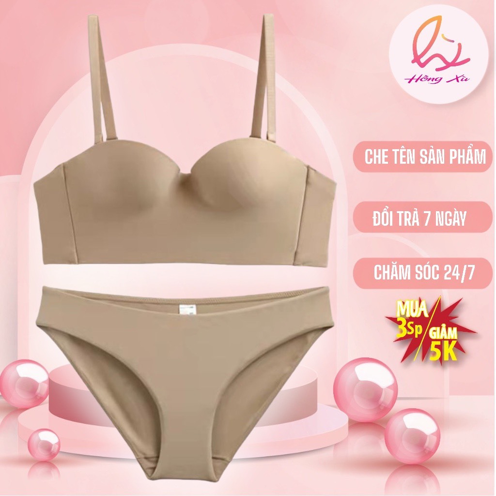 Áo Ngực Nữ Có Gọng Trơn Quây Có Dây Tháo Rời Chất Liệu cotton Áo Bra Corset Loại Trơn Cổ Điển[Hồng Xù]