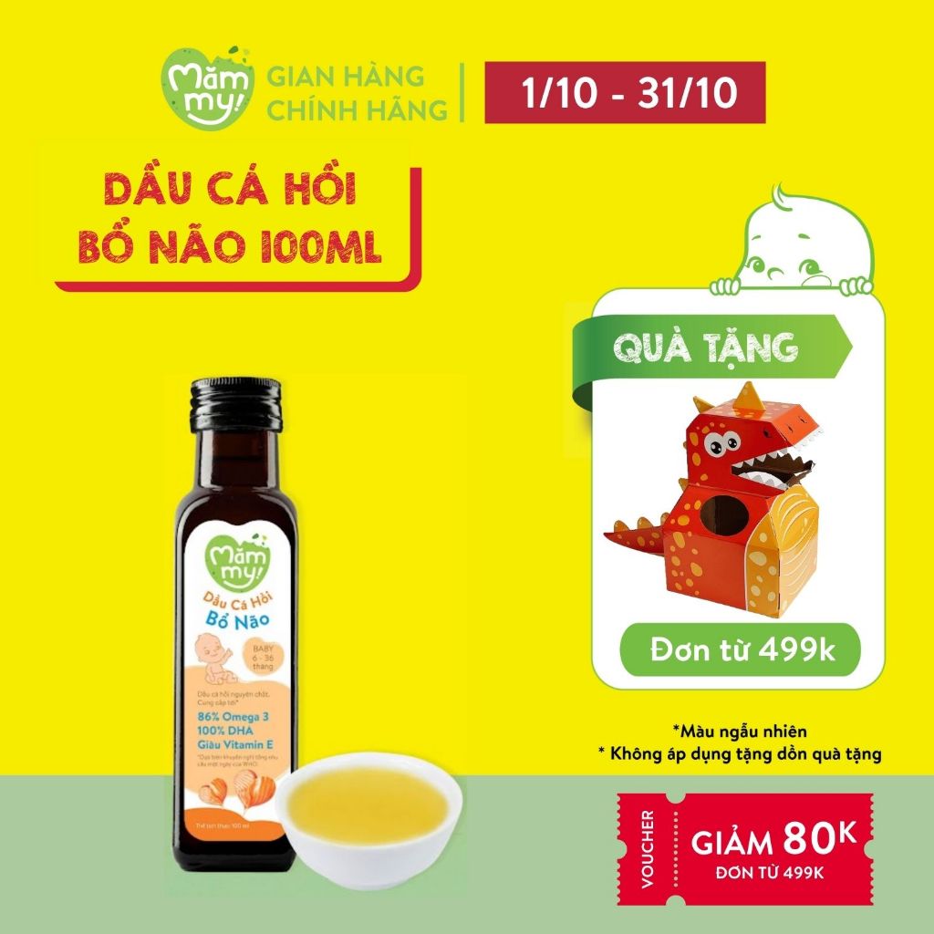 Dầu ăn dặm bổ não cá hồi Mămmy giàu DHA tinh khiết dễ hấp thụ cho bé, 100ml