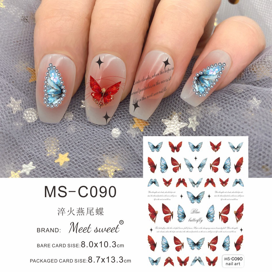 sticker dán móng hot hình bướm 3d