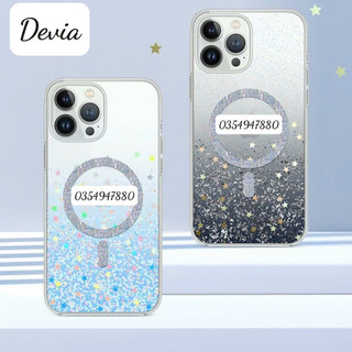 Ốp lưng DEVIA nhũ kim tuyến hỗ trợ sạc cho iPhone 15 Pro Max/ 15 Pro/ 15 Plus chống sốc siêu nổi bật sang trọng