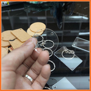 10 Chiếc Phôi Móc Khóa Mica Trong