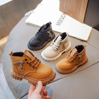 Bốt khóa sườn da mềm, đế chống trơn chống trượt cho bé trai bé gái phong cách cực ngầu