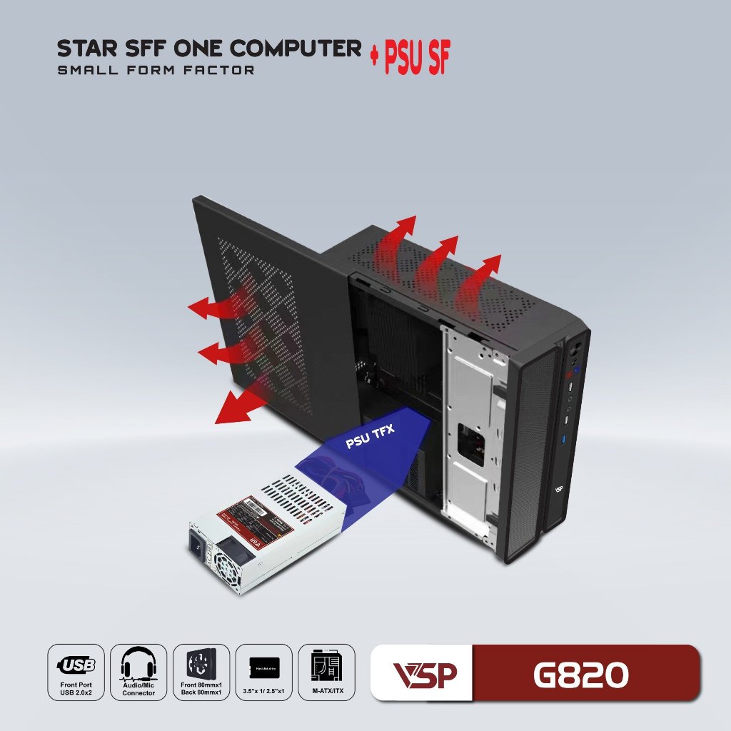 Vỏ Máy Tính | Combo Case VSP Sff + PSU-550w - G820 - Hàng Chính Hãng