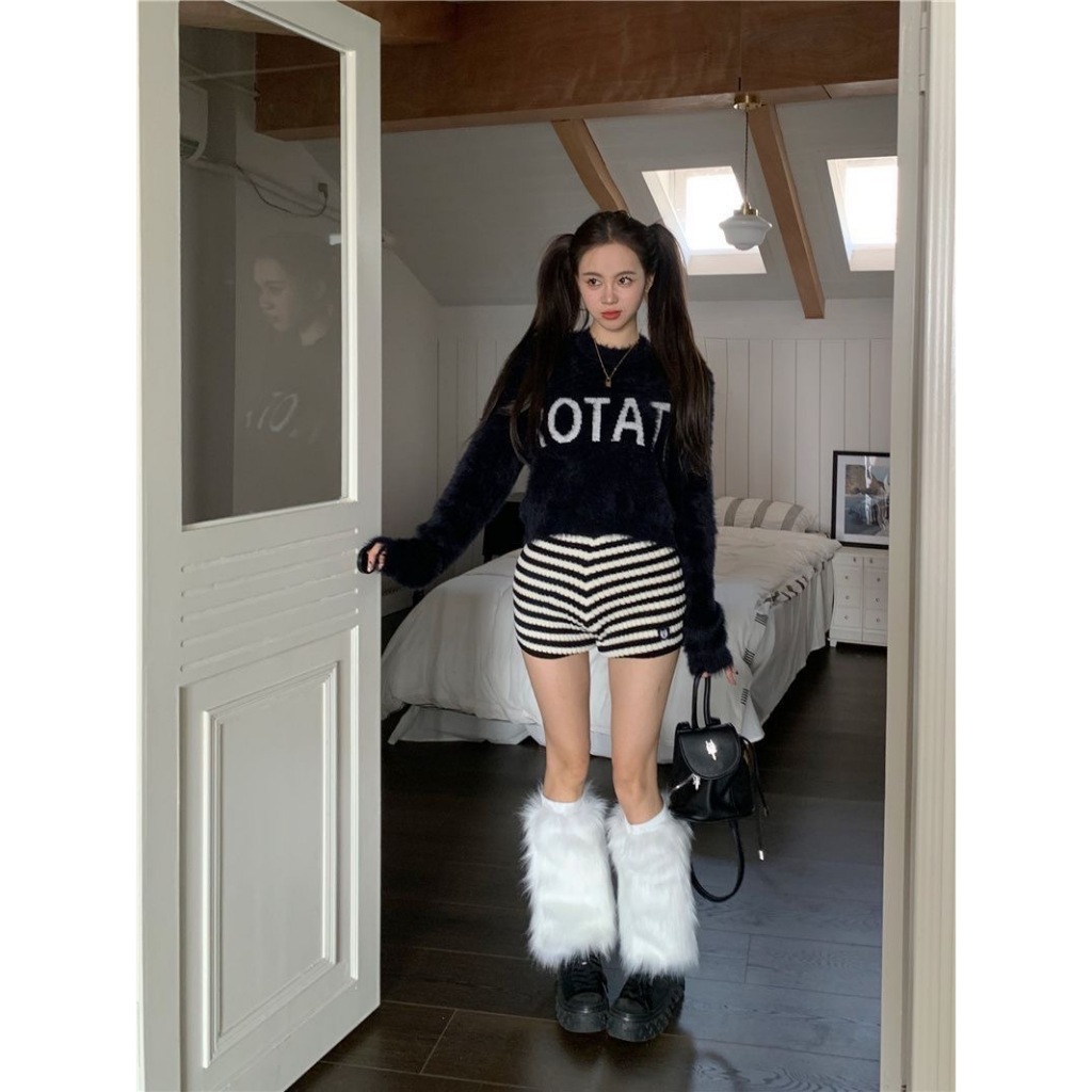 Áo crotop len lông thỏ siêu mềm mại dày dặn hàng chuẩn cao cấp chữ thêu ROTATO