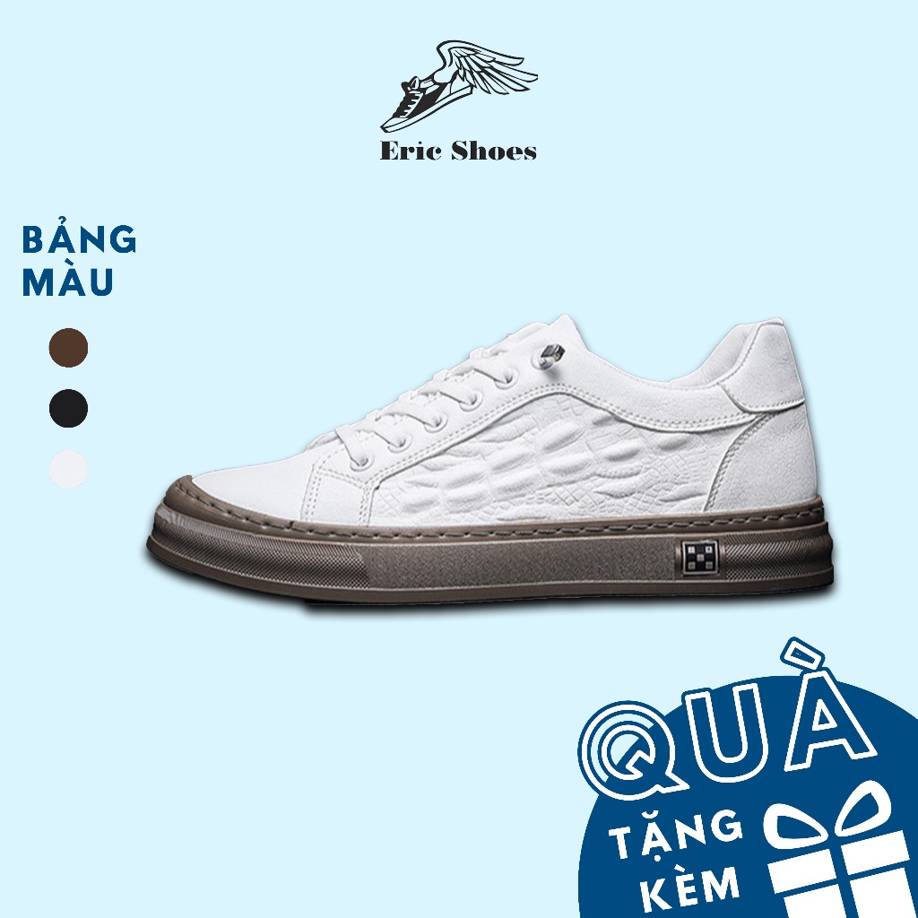 Giày da nam vân cá sấu Hunglp, Sneakers không buộc dây, đế siêu nhẹ êm đi làm, đi chơi